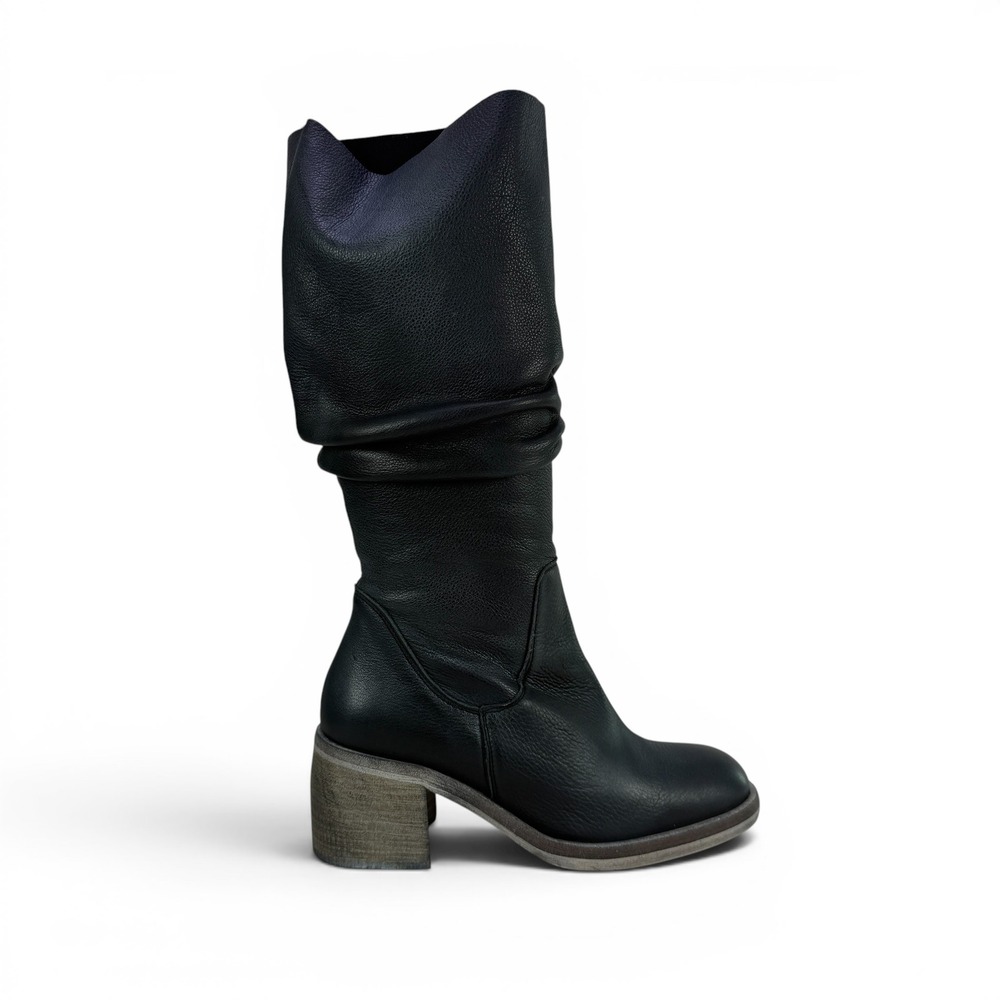Free People Essential Tall Slouch Boot Womens 7 EU 37 Black Leather Zip Spain - Picture 2 of 16